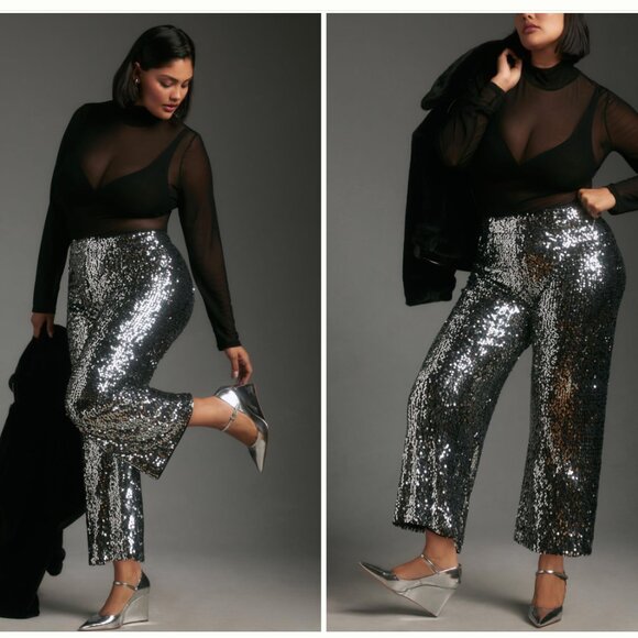 NWT Collette sequin wide leg pants - Picture 3 of 5
